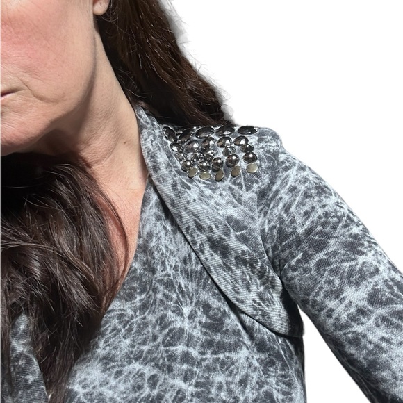 Bad B Vibes Acid Wash Look Akira Tie Back Studded Blazer Small - Picture 3 of 15